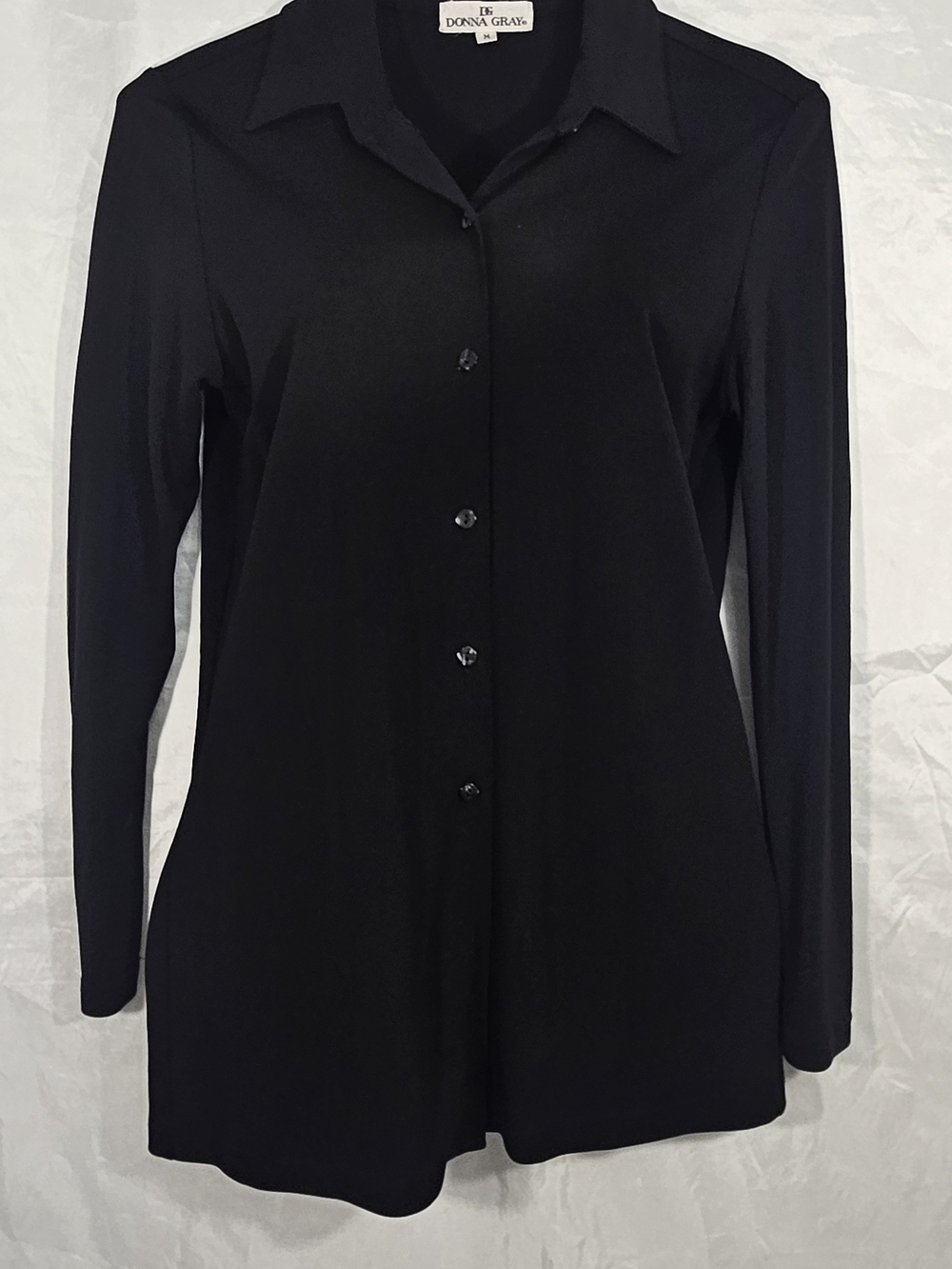 Donna Gray black long-sleeve button-front shirt #148
